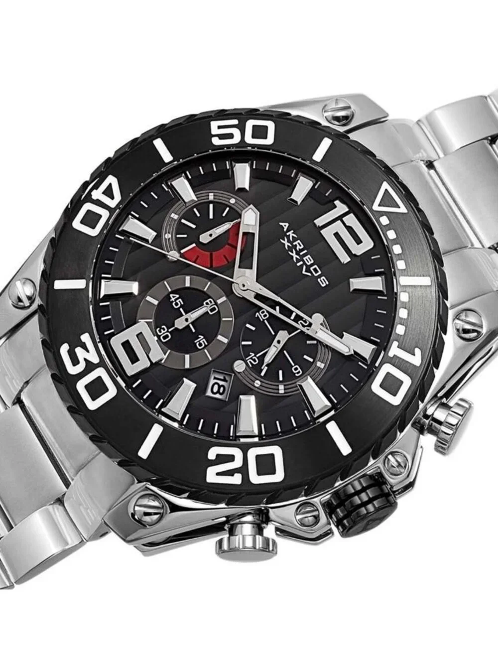 NWT Akribos XXIV Chronograph Black Dial Men's Watch